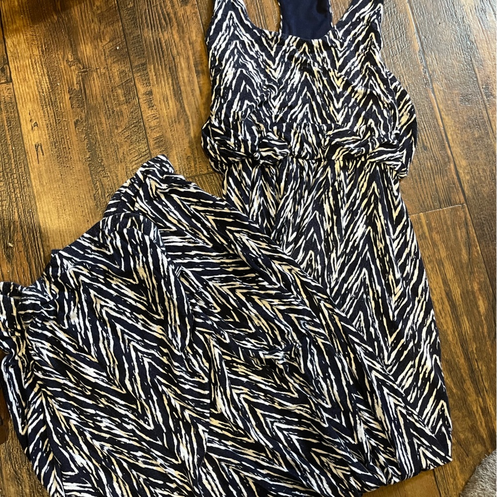 Navy Blue/White Maxi Dress
